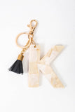 Chunky Acetate Letter Keychain - Greige Goods