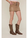 Suede Buckle Mini Skirt