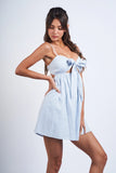 Solid Front Tie Open Back Mini Dress - Greige Goods
