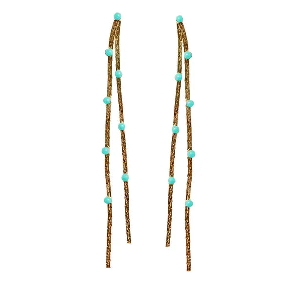 Turquoise Dotted Statement Earrings - Greige Goods