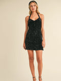 Velvet Sequin Mini Dress - Greige Goods