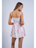 Hibiscus Floral Wide Mini Dress - Greige Goods
