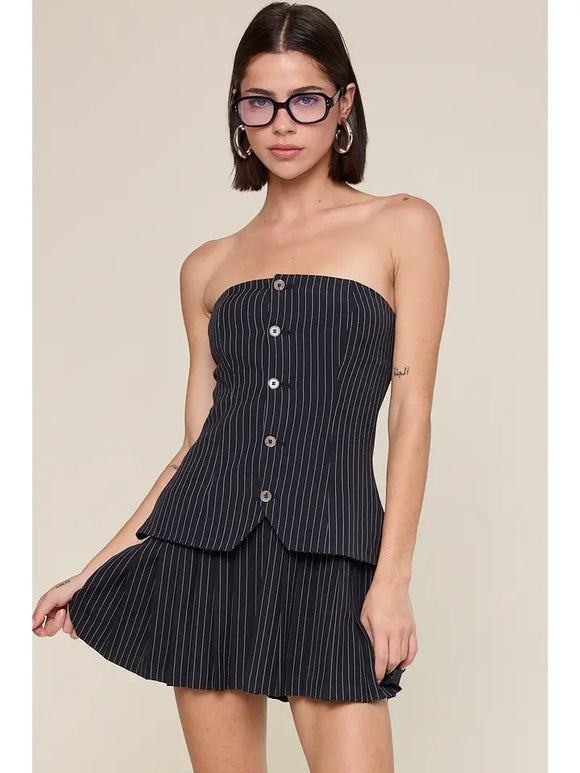 Pinstriped Suit Vest Mini