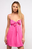 Solid Front Tie Open Back Mini Dress - Greige Goods