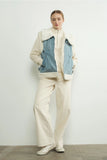Denim Sherpa Mixed Vest - Greige Goods