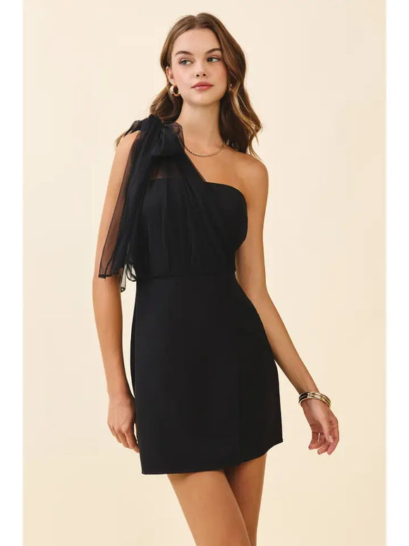 One Shoulder Chiffon Mini