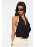 Halter Tie V-Neck Mesh Top