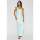 One Shoulder Satin Maxi - Greige Goods