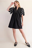 Balloon Sleeve Embroidered Mini
