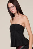 Suede Ruffle Down Tube Top - Greige Goods