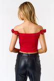 Rosette Off The Shoulder Crop - Greige Goods