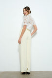 Pearl Embellished Lace Blouse - Greige Goods