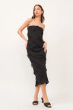 Black Asymmetrical Ruffle Maxi - Greige Goods