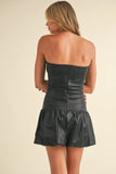 Leather Balloon Mini Dress