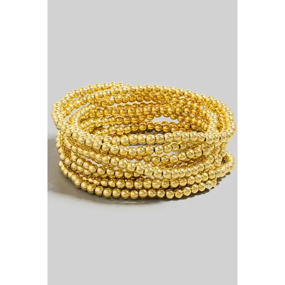 10pc Ball Beaded Stretch Bracelet - Greige Goods