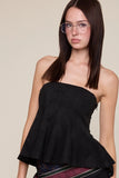 Suede Ruffle Down Tube Top - Greige Goods