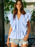 Ruffle Peplum Blouse - Greige Goods