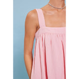 Crinkled Babydoll Mini Dress - Greige Goods