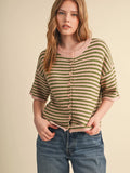 Pretty In Stripes Cardigan - Greige Goods