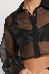 Organza Cropped Shirt - Greige Goods