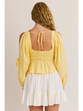 Long Sleeve Square Neck Top - Greige Goods