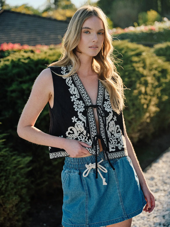 Embroidered Vest - Greige Goods