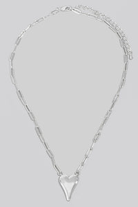 Gold Dipped Long Heart Oval Hoop Chain Necklace - Greige Goods