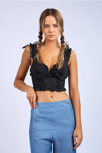 Eyelet Ruffle Strap Crop - Greige Goods