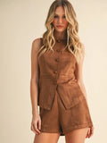 Suede Vest & Short Set