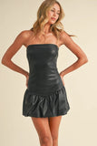 Leather Balloon Mini Dress