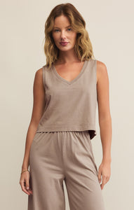 Sloane V-Neck Top - Greige Goods