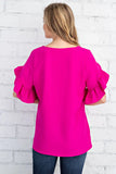 Curvy Girl Ruffle Sleeve Blouse - Greige Goods