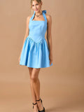 Halter Neck Tiered Mini Dress - Greige Goods