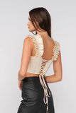 Rhinestone Trim Wing Strap Top