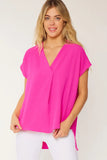 Curvy Girl Foldover V-Neck Blouse - Greige Goods