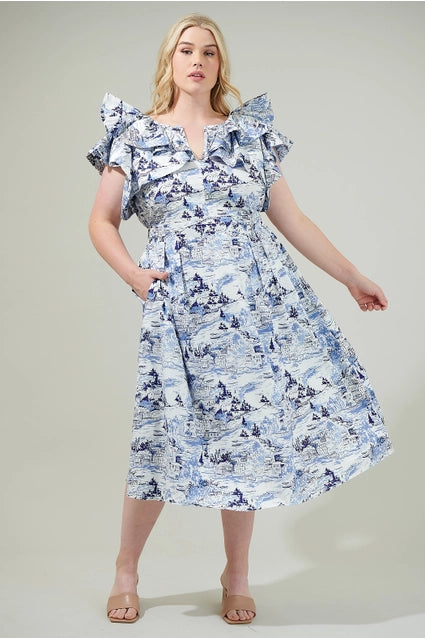 Curvy Girl Francine Toile Midi Dress