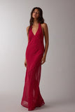 Sheer Halter Polka Dot Maxi