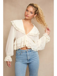 Chiffon Top W/ Lace Detail