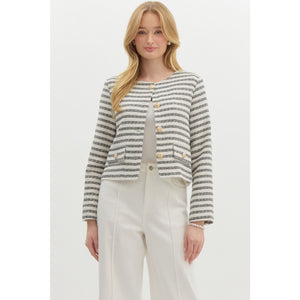Striped Tweed Jacket - Greige Goods