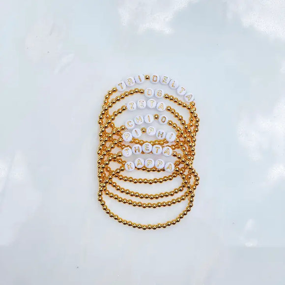 Sorority Gold Beaded Bracelet - Greige Goods