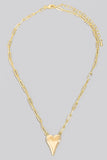Gold Dipped Long Heart Oval Hoop Chain Necklace - Greige Goods