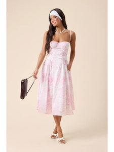 City Graphic Fit & Flare Midi - Greige Goods