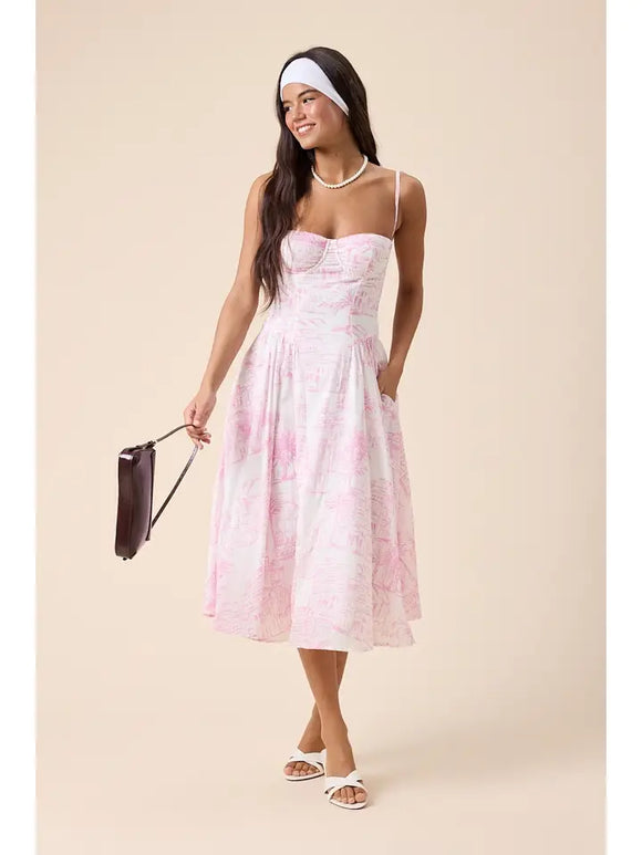 City Graphic Fit & Flare Midi - Greige Goods