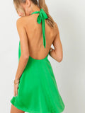 Halter Cross Neck Dress - Greige Goods