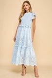 Eyelet Lace Scalloped Midi Dress - Greige Goods