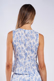 Pale Floral Print Tie Vest - Greige Goods