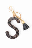 Chunky Acetate Letter Keychain - Greige Goods