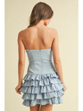 Strapless Ruffle Mini Dress - Greige Goods