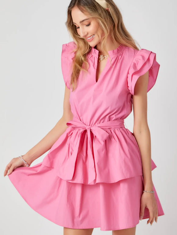 Three Tier Ruffle Sleeve Dress - Greige Goods