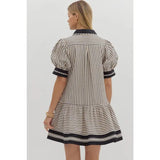 Textured Stripe Mini Dress - Greige Goods